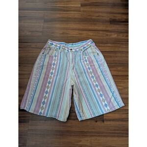 Vintage Zena 90s Pastel Striped High Waisted Denim Shorts Size 12- Skater Surf